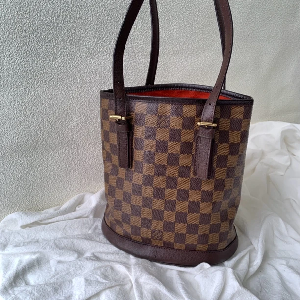95新 LouisVuitton/路易威登 棋盘格单肩手提水桶包