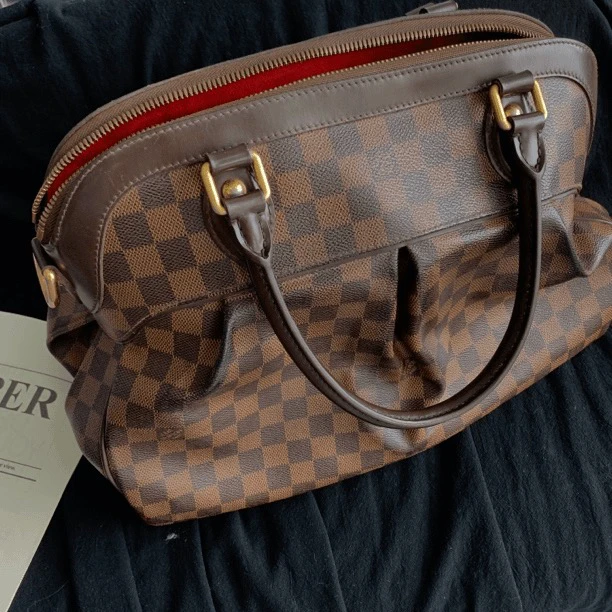 95新 LouisVuitton/路易威登 棕棋盘格单肩元宝包