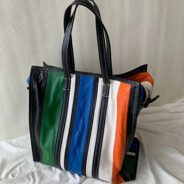 95新 Balenciaga/巴黎世家 时髦休闲小众编织拼色防水单肩托特包