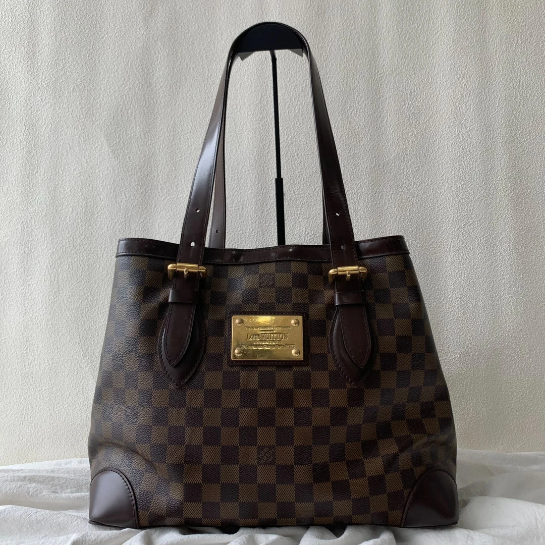 95新 LouisVuitton/路易威登 棕色棋盘格单肩手提南瓜托特