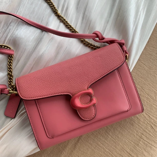 95新 COACH/蔻驰 皮粉色tabby单肩斜挎包