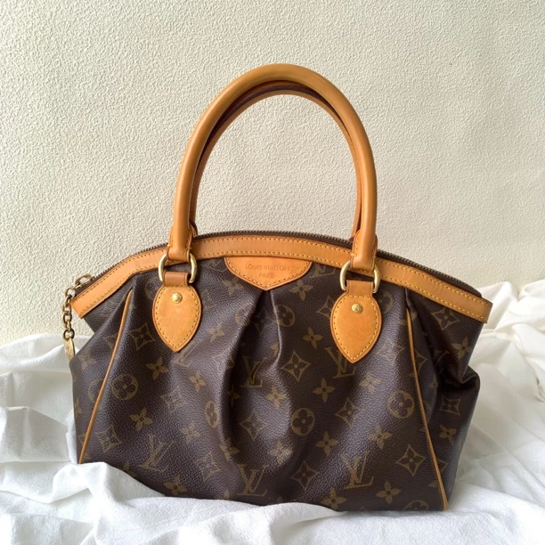 95新 LouisVuitton/路易威登 经典老花单肩手提中古饺子包