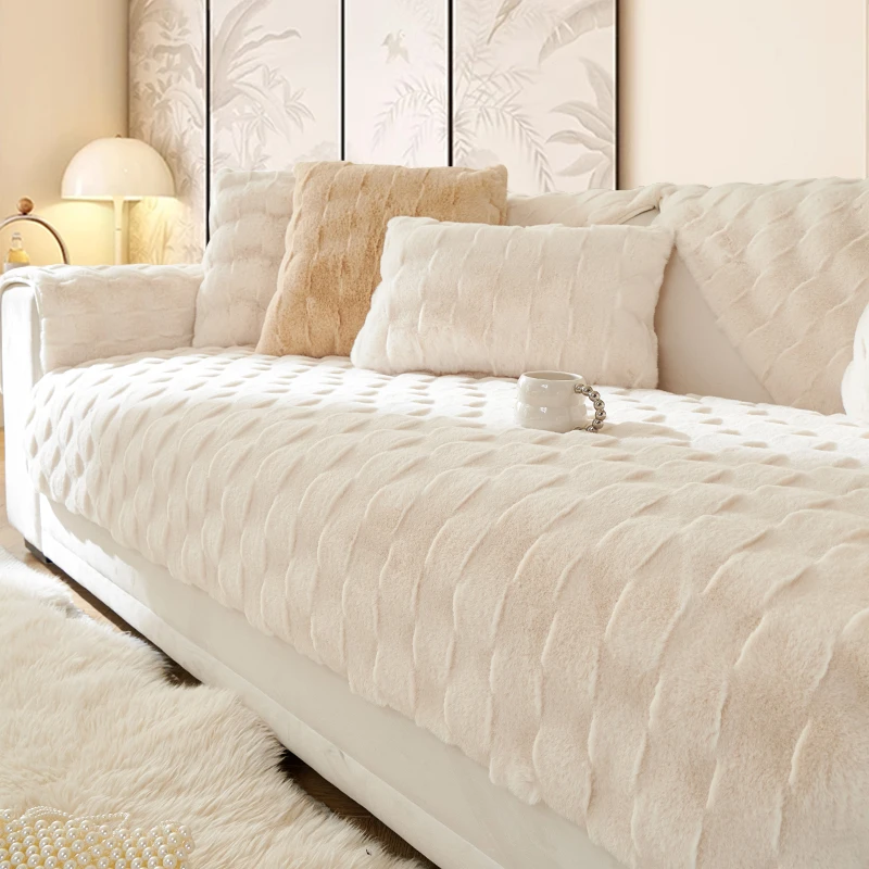 【米娅款】加厚冬季沙发垫高级感简约撸猫感兔毛绒防滑沙发坐垫子