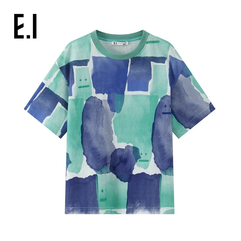 E.I童装男童短袖T恤夏装宽松纯棉扎染亲子装D8242112189