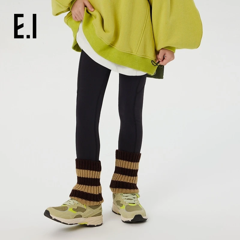 E.I童装女童加绒打底裤冬堆堆袜套拼接一体瑜伽裤D8244776949