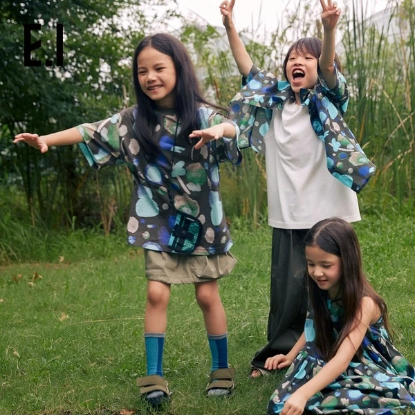 E.I童装儿童夏季短袖T恤夏装亲子男女童印花打底衫D8242112194