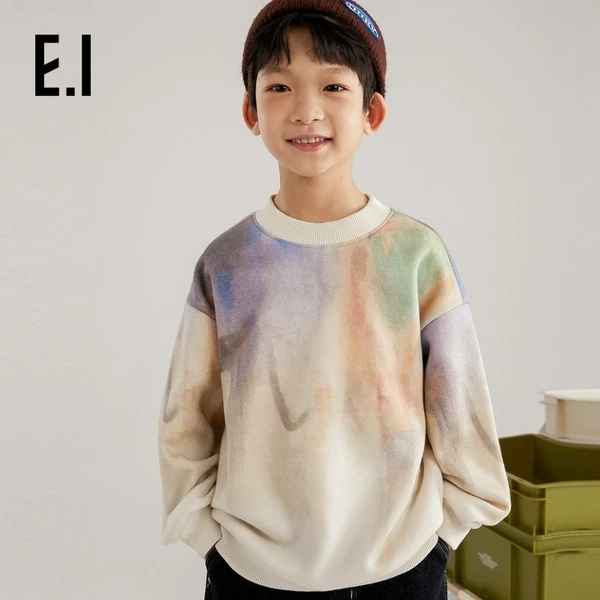 E.I童装加绒卫衣彩色扎染冬装中大童宽松上衣D8234106173