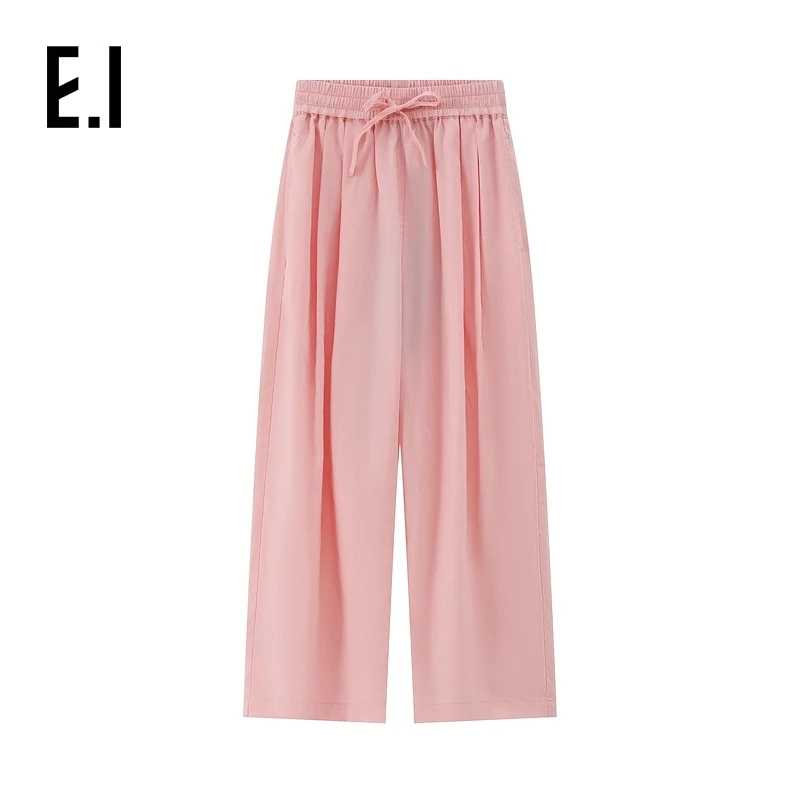 E.I童装女童宽松休闲长裤夏装中大童直筒阔腿裤垂感D8242773939