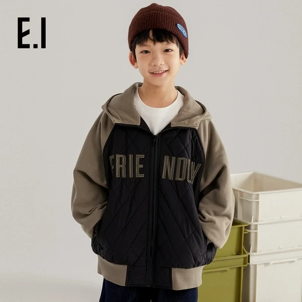 E.I童装男童连帽棉服冬装中大童夹棉保暖外套D8234102122