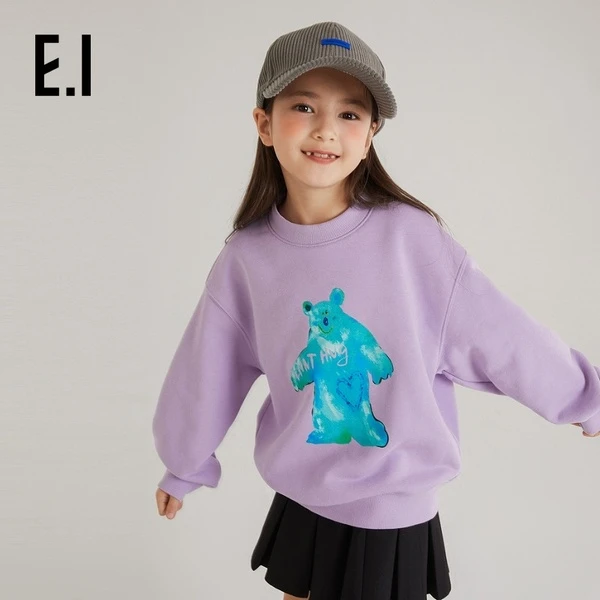 E.I童装女童儿童长袖卫衣秋装可爱熊印花亲子装D8234655851