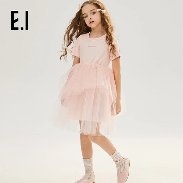 E.I童装女童连衣裙夏装网纱拼接甜美蓬蓬裙D8242886702
