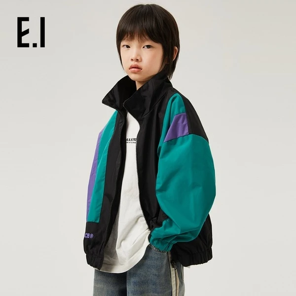 E.I童装男童外套秋装新款拼色潮酷夹克中大童上衣D8233105037