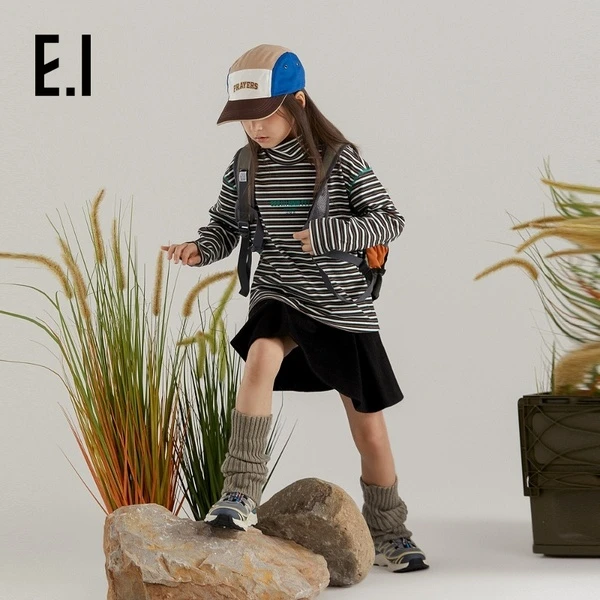 EI童装儿童条纹打底衫冬装中高领保暖内搭D8234109121