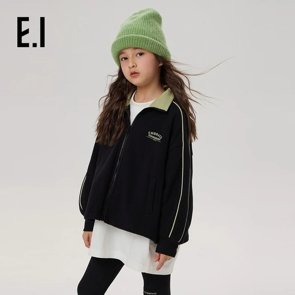 E.I童装儿童运动外套男女童短款宽松休闲立领夹克D8243653899
