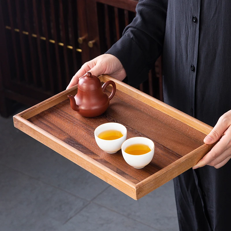 中式胡桃木质茶盘家用长方形实木甜品点心盘子咖啡收纳盘