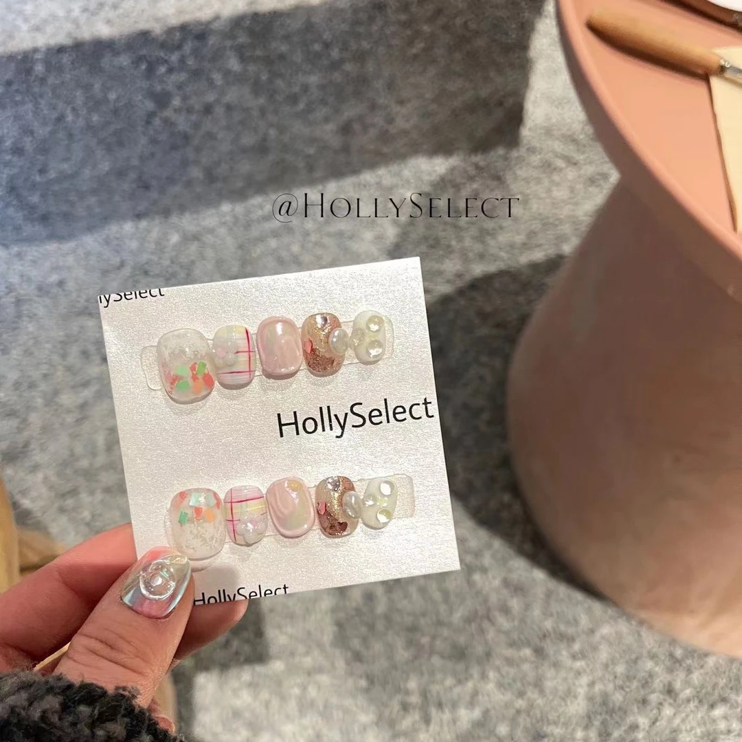 福利款NO退NO换「微甜朱芍粉」HollySelect穿搭甲  优雅钻饰穿戴甲