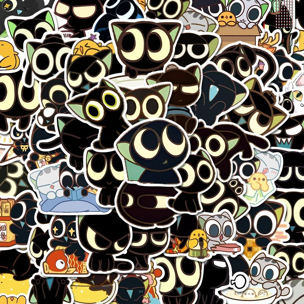 62张可爱Q版罗小黑贴纸ins风经典动漫周边装饰手机壳手账贴画防水