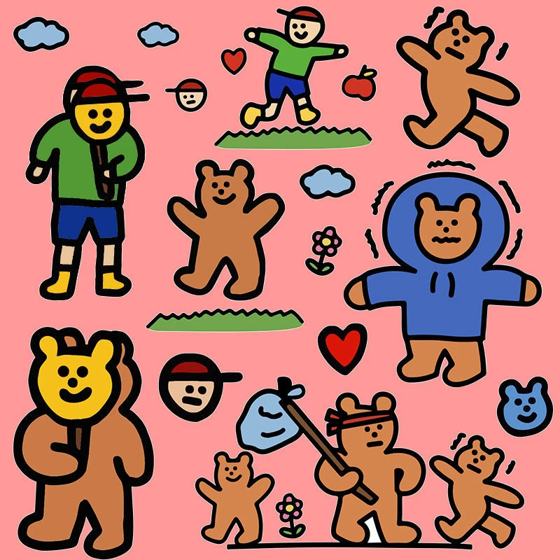 日韩ins小熊笔记本电脑ipad贴纸防水行李箱旅行箱手机可爱贴画