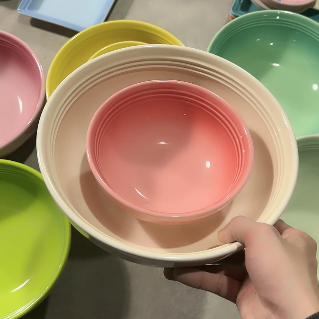 【闪购商品】陶瓷 瑕疵 温哥华大汤碗 奶白➕碗 粉色