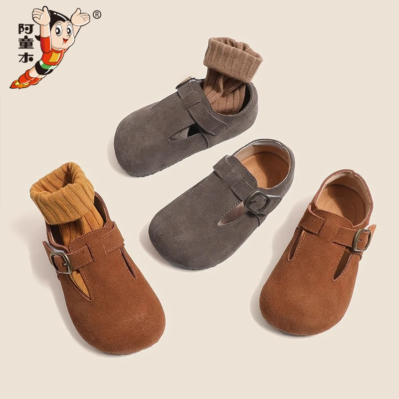 阿童木儿童勃肯鞋宝宝春季新款皮鞋女童单鞋男童休闲豆豆鞋英伦风