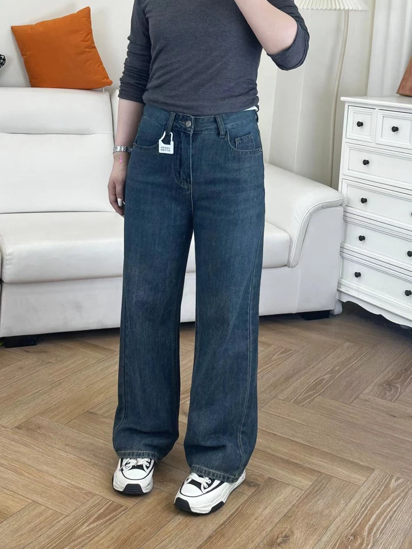 秋季窄版新款直筒牛仔裤女胖mm显瘦长裤春秋百搭2024潮7991