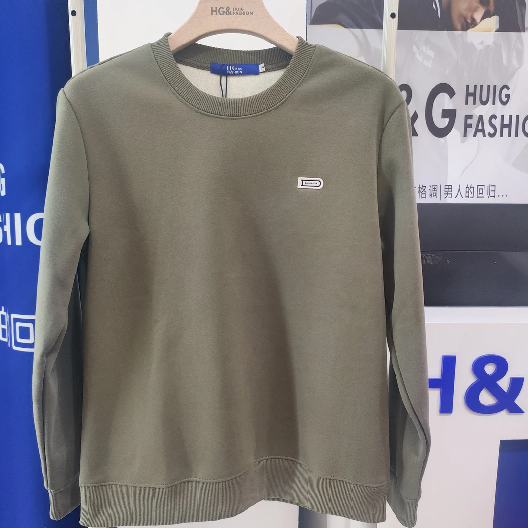 简约男款白色卫衣圆领内搭秋冬季休闲长袖打底衫