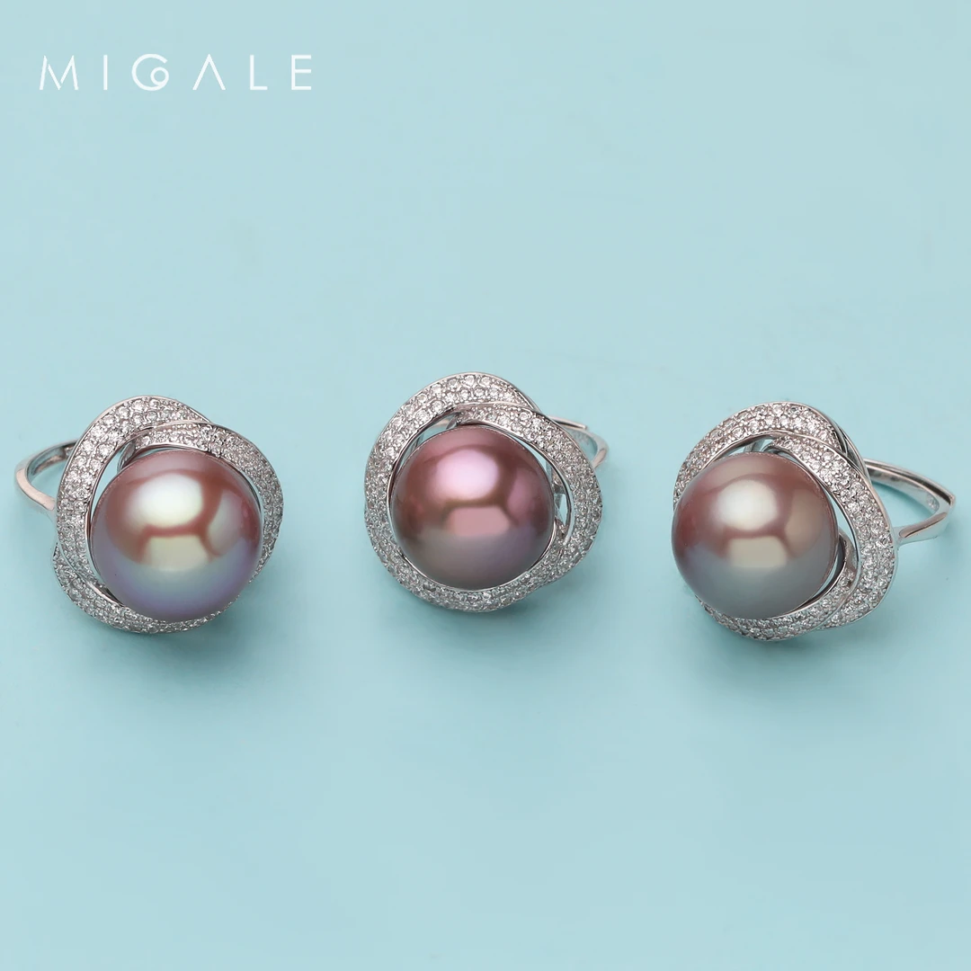 【源头】S925淡水气质紫色珍珠戒指【多样性发货一件】13-14mm P1086