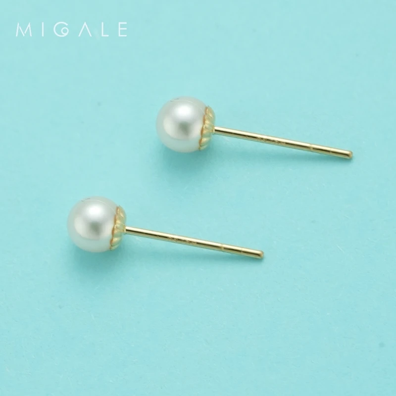 芈伽勒18K金海水羽黄金baby珍珠耳饰 3-4mm C941