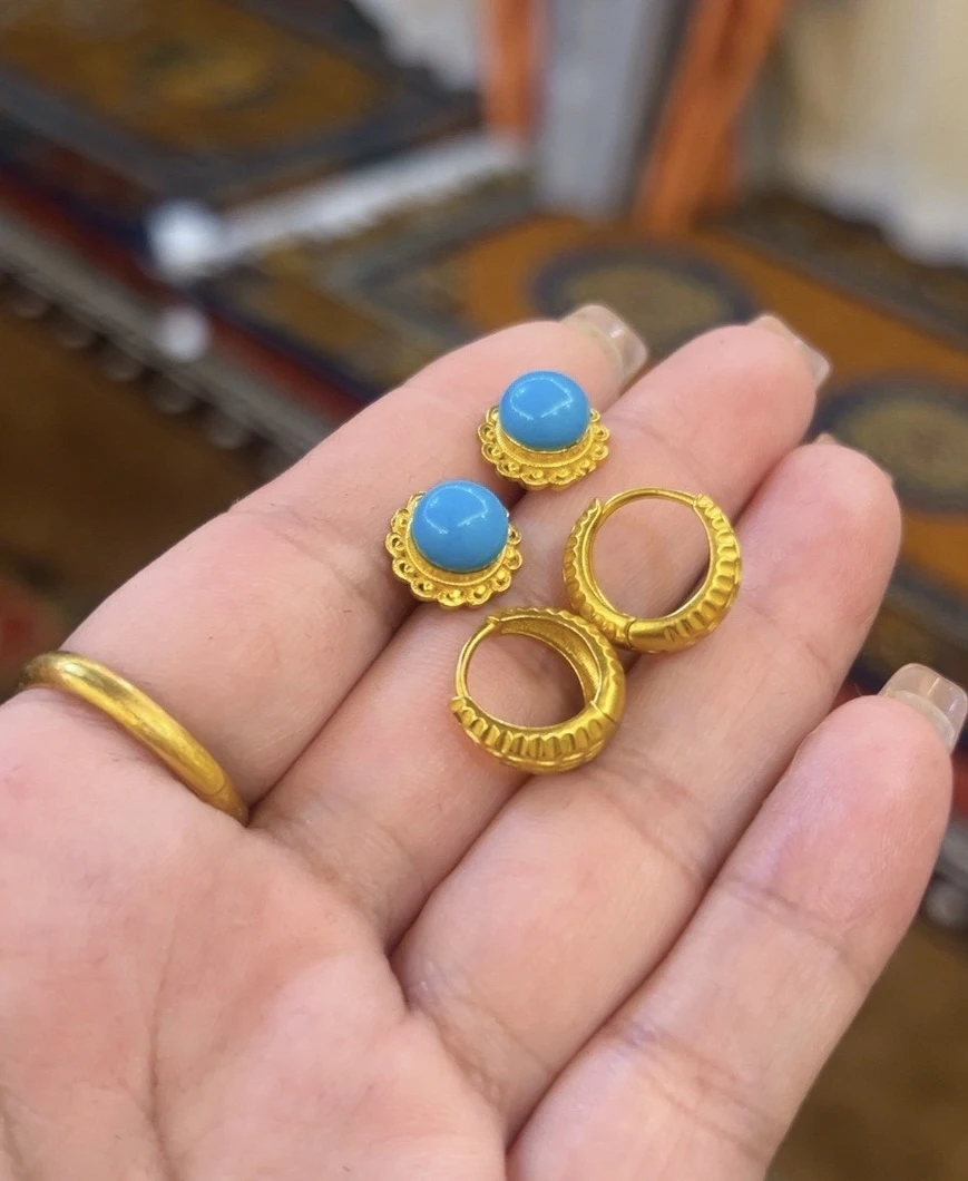 铜合金亚克力耳饰 亚克力，蓝色简约百搭精致显肤色款套装！