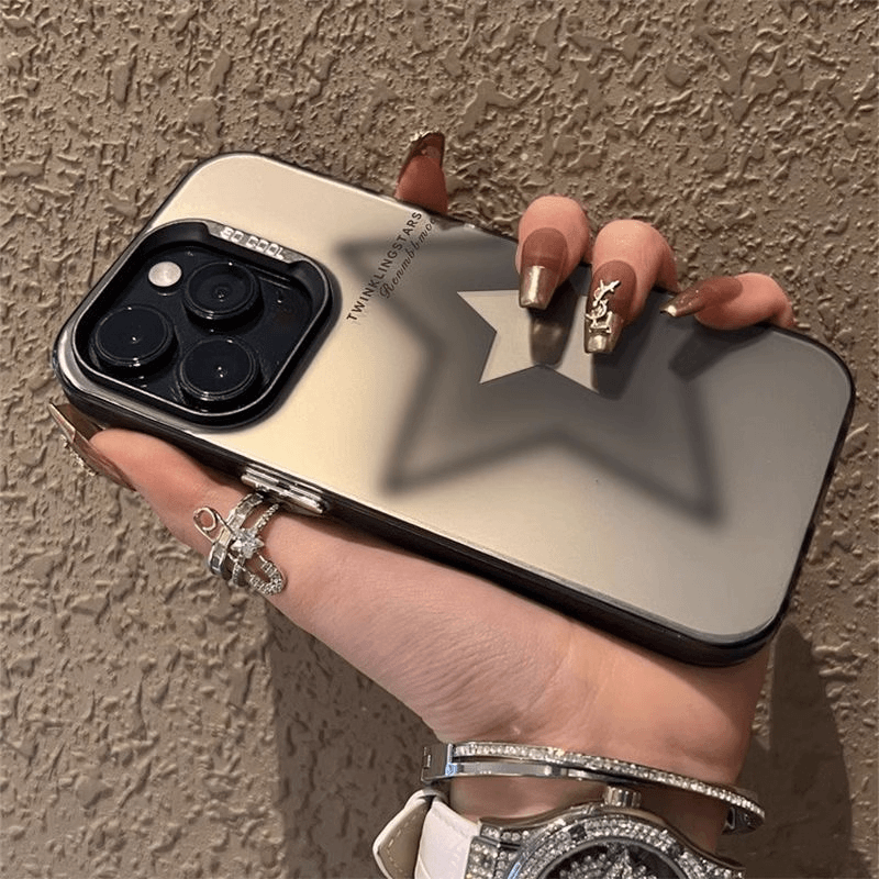 苹果15promax手机壳新款iphone14pro晕染星星ip13p彩银彩绘保护套