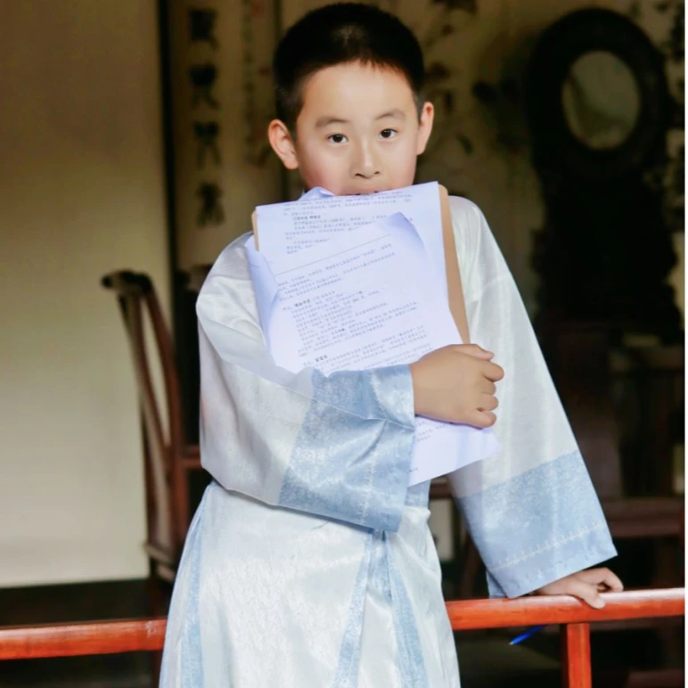 鲜衣怒马少年时【逍遥游】 原创儿童汉服 晋制假两件 儿童春秋
