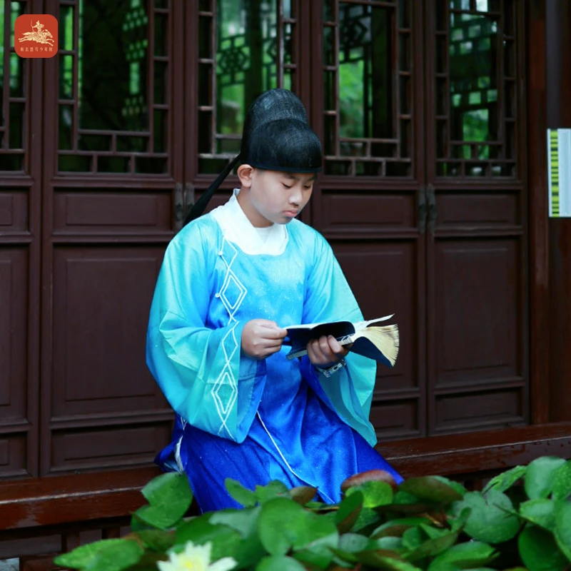 鲜衣怒马少年时【星河】改良波浪领唐圆领袍 古风儿童