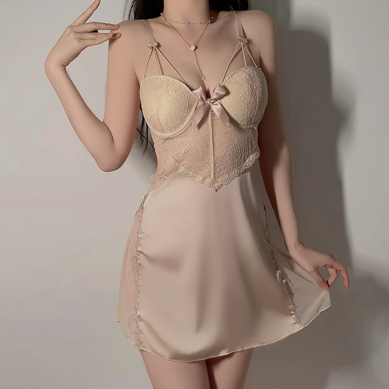 【桂林杏苑】夏季薄款可外穿夏季加胸垫大码吊带睡裙外袍女式家居服