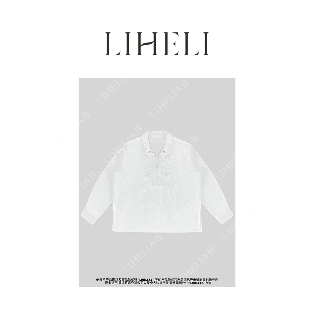 宝儿家 / 半开领衬衣 港风极简纯色柔软舒适宽松显瘦衬衫