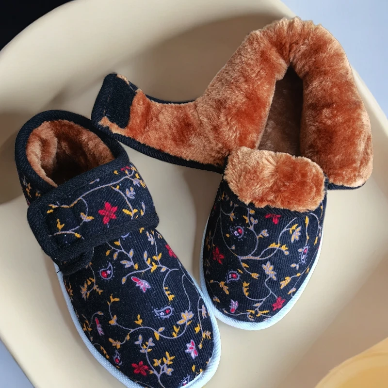 老年人棉鞋老北京妈妈鞋冬季老人加厚防滑保暖圆头包跟鞋女款软底