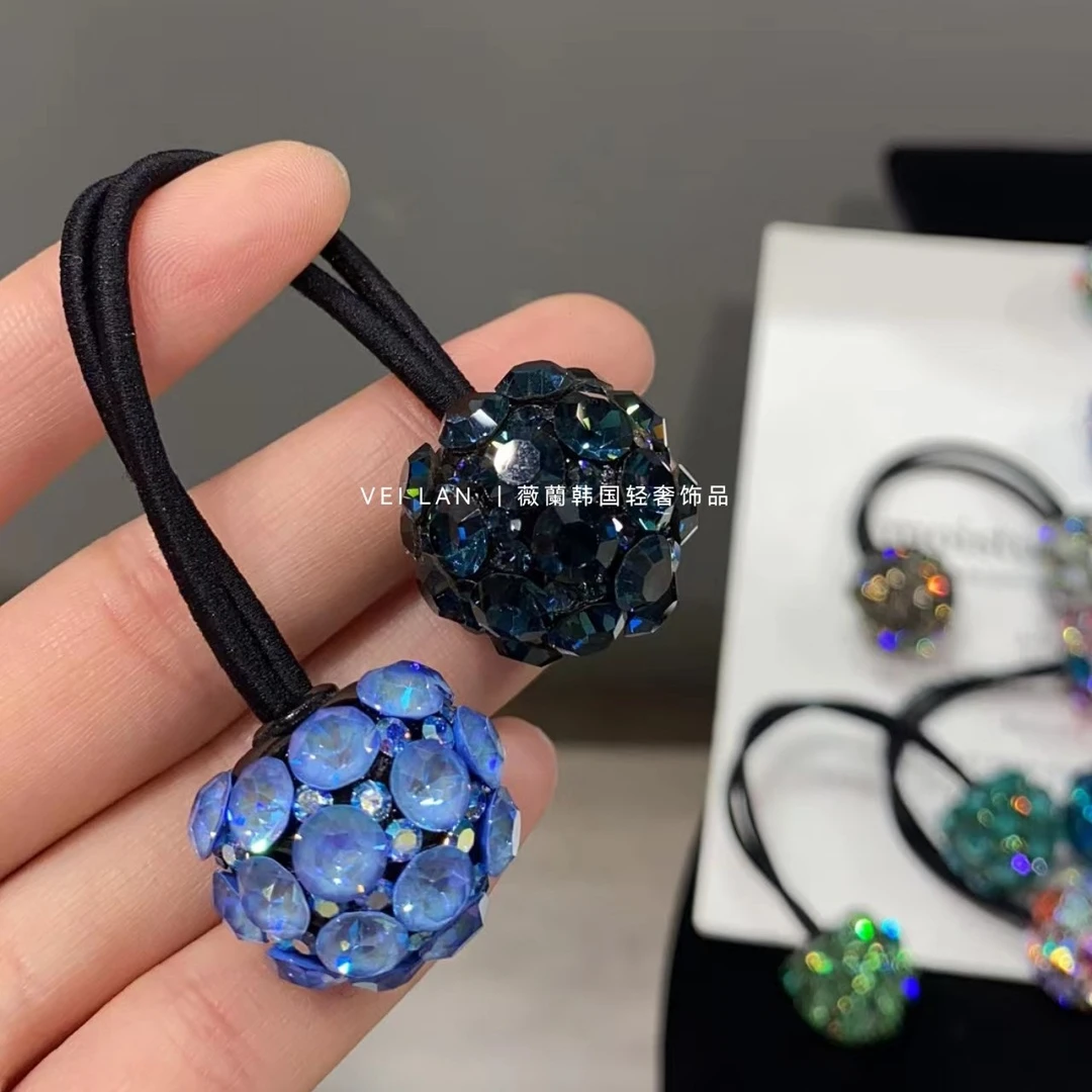 韩国高弹力水钻绳女扎头发皮筋丸子头发圈施家满钻轻奢发绳发饰