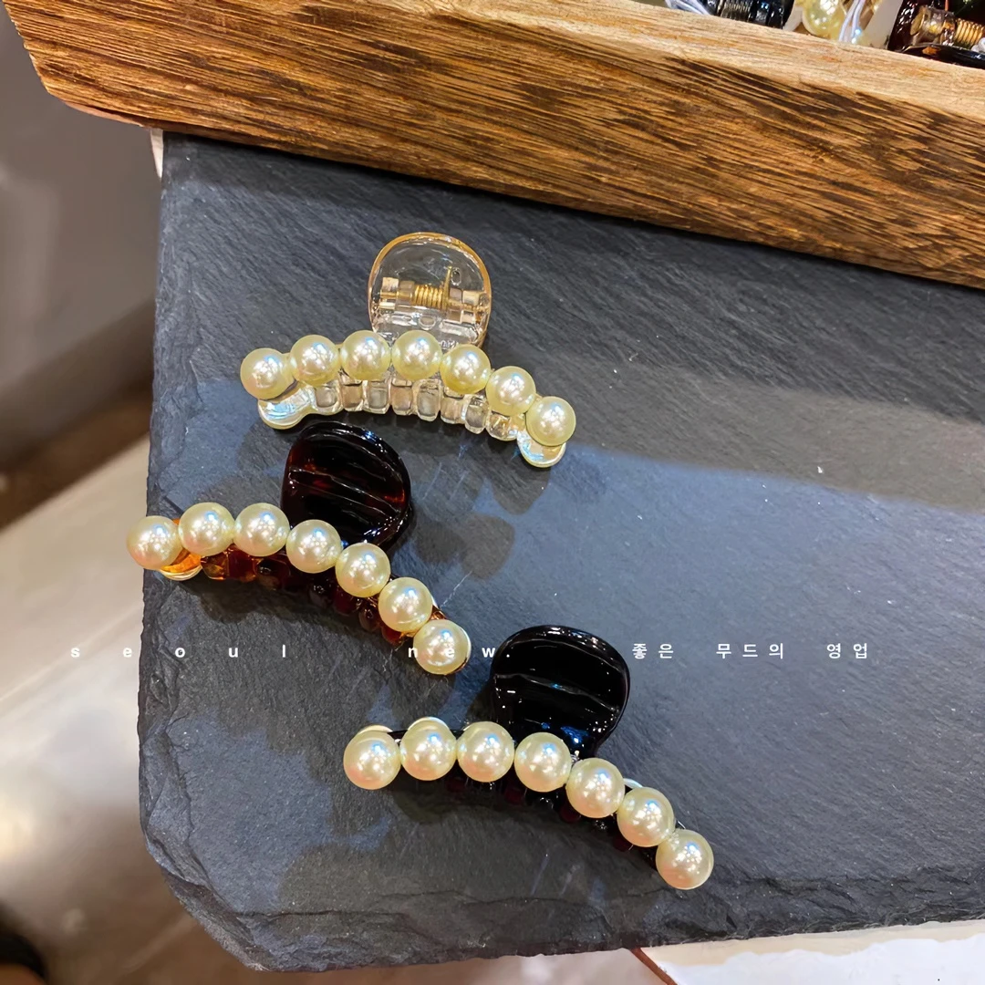 韩国进口简约气质小号珍珠抓夹轻奢发卡侧边刘海小夹子发夹边夹