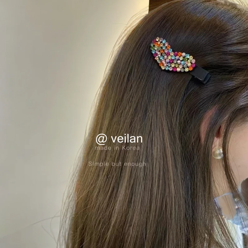 韩国一字夹高级感发卡发夹碎发头饰侧边刘海夹发饰水钻边夹鸭嘴夹