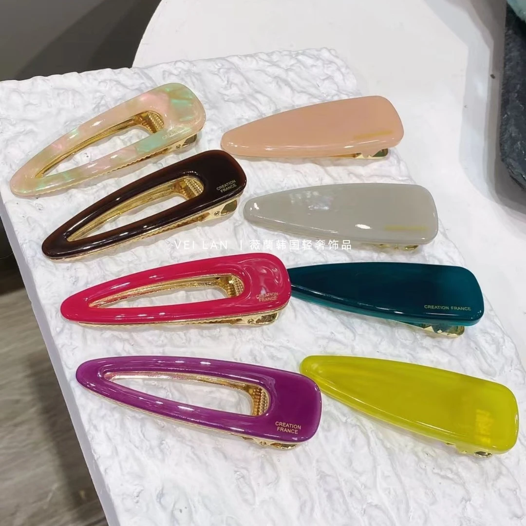 VEILAN 合金发饰 韩国高级醋酸边夹大号鸭嘴夹刘海发夹子气质发卡
