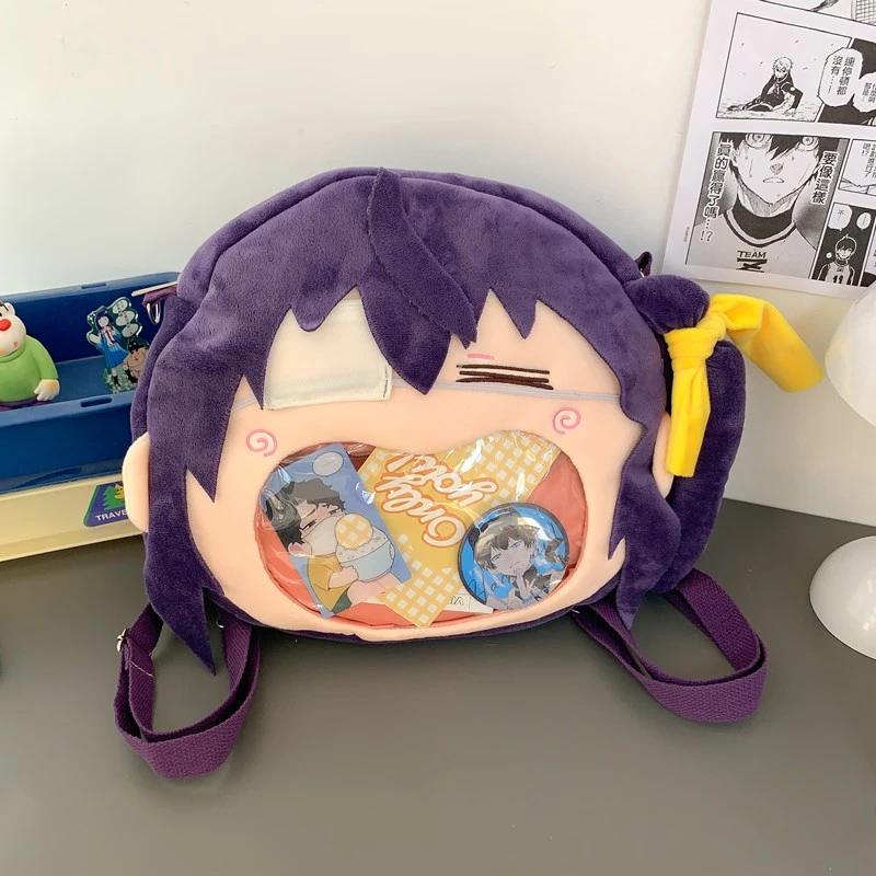 粉色福利紫色六花双肩包少女学生卡通ins女生双肩背小包包