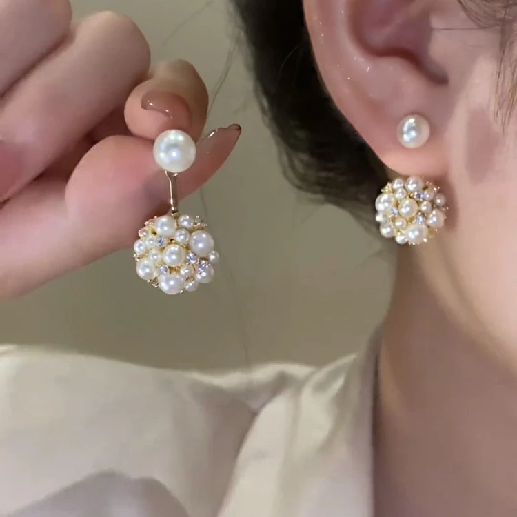 铜合金合成锆石耳饰 小众高级感后挂耳环女百搭简约2024新款款潮