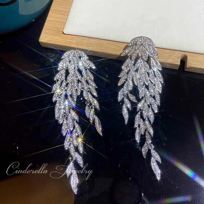 铜合金合成锆石耳饰 水钻流苏耳环高级感气质新娘耳饰礼服配饰女