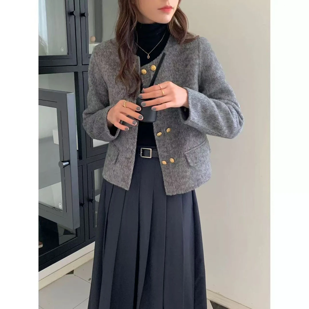 时尚百搭小香风双面羊毛大衣