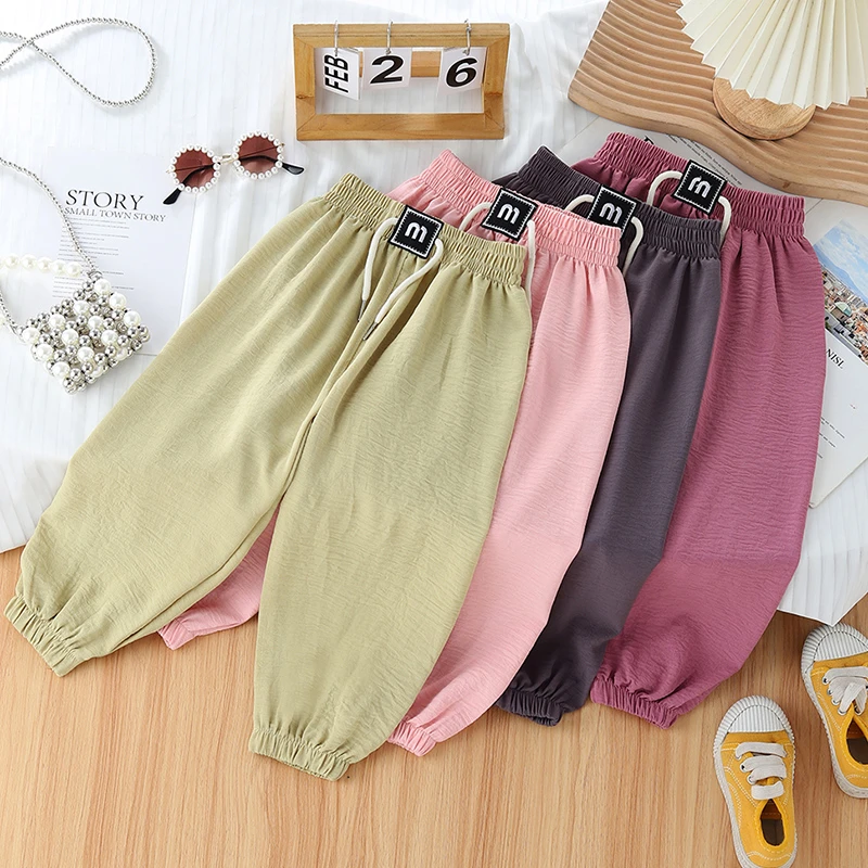 【轻薄凉爽】2024爆款潮范多巴胺色系柔软薄款宽松防蚊裤夏季中小童