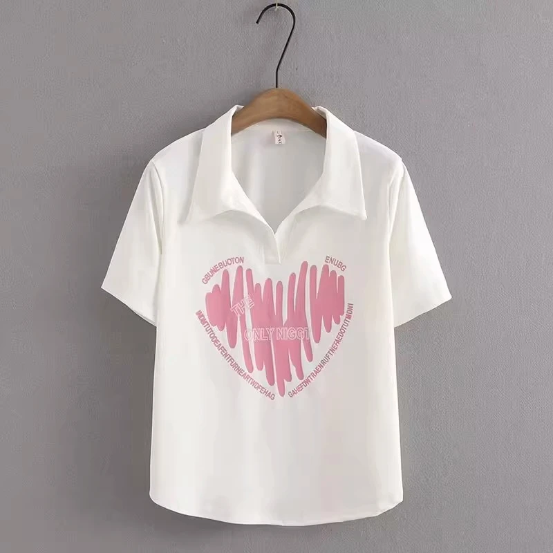 110-200斤大码女装胖mm显瘦韩版时尚T恤夏季爱心印花短袖上衣A04