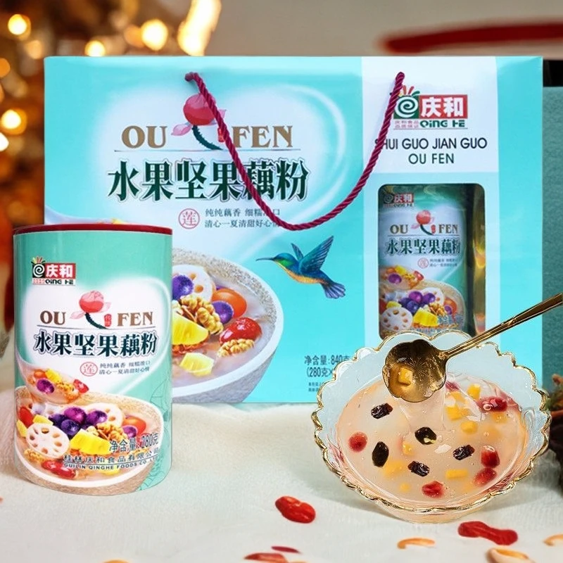 Qing  He/庆和水果坚果藕粉营养840克礼盒春节送礼送父母亲戚早餐