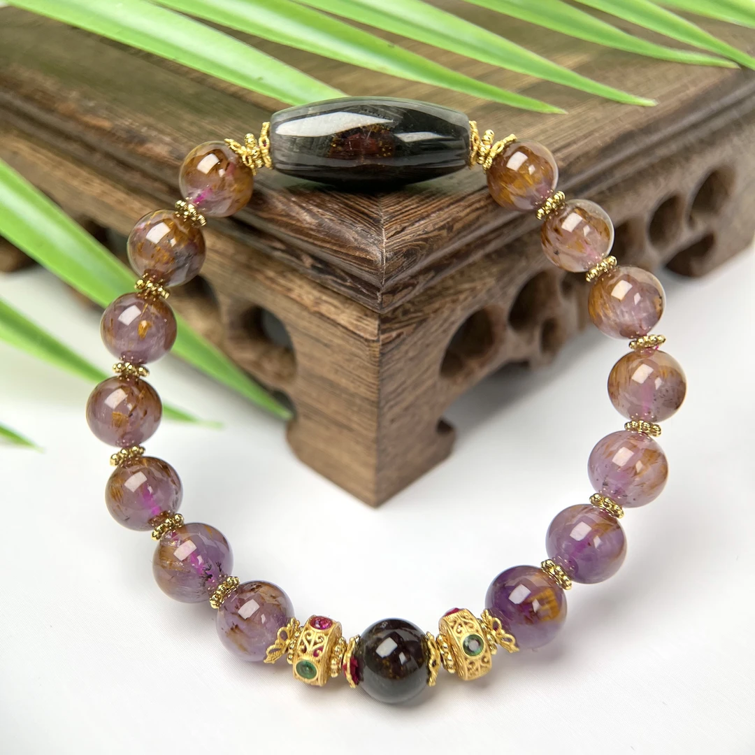 SS级 财C配比 天眼四色极光金多多大金牙DIY手串8mm+ FX-5049