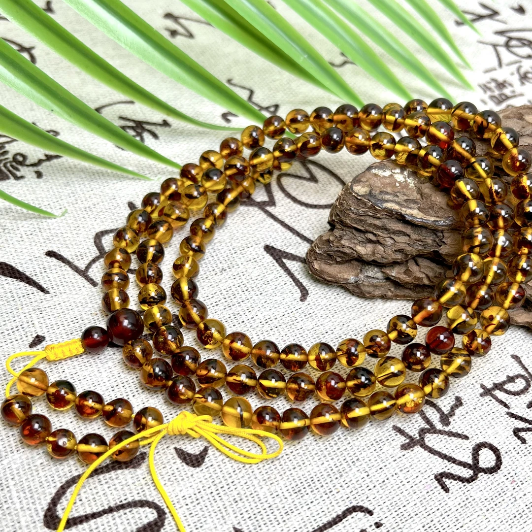 天然高品花珀毛玉链6m FX-5363