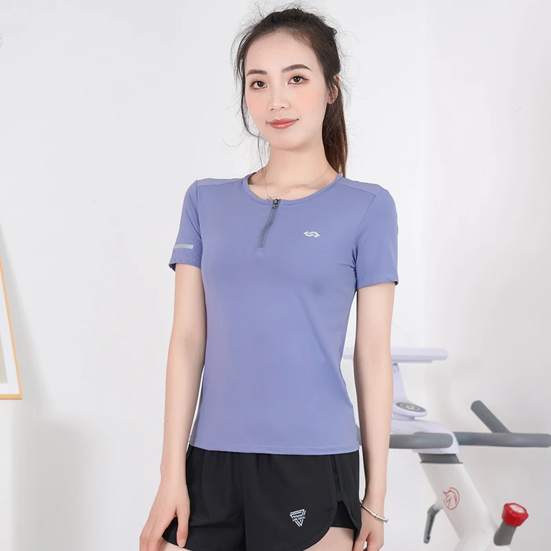 夏季健身上衣女专业透气显瘦紧身瑜伽短袖时尚训练户外跑步速干衣