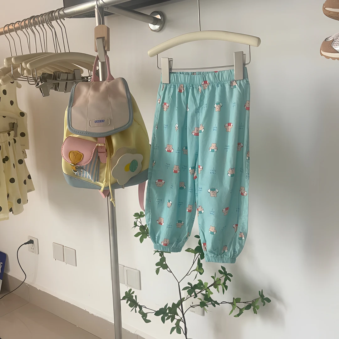 儿童节防蚊裤宝宝薄款夏季夏款印花绿色满印小童休闲裤女童碎花